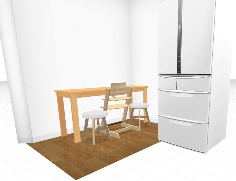 カウンター式ダイニング　3Dイメージ