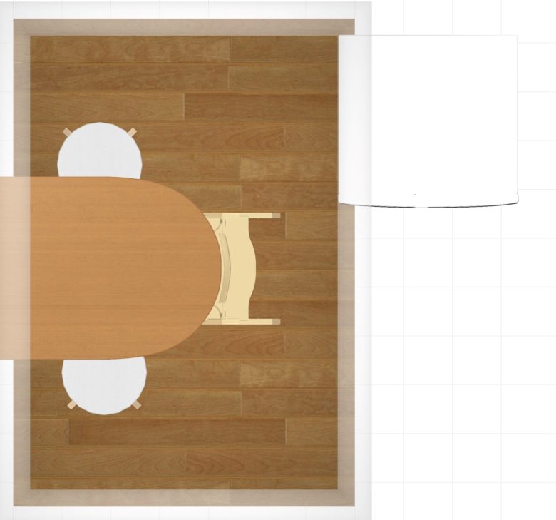 半円テーブルのダイニング　上からのイメージ