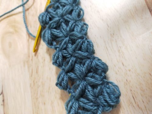 練習段階のリフ編み